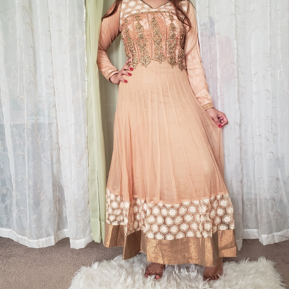 Nude fancy Indian wedding dress